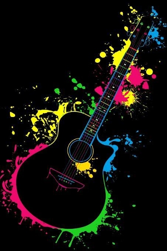 Splash Gitarre: A5 Block gepunktet - 120 Seiten Dot Grid Notizbuch passend als für Noten oder Lieder, perfektes Geschenk für Gitarristen, Gitarrenspieler und Musike