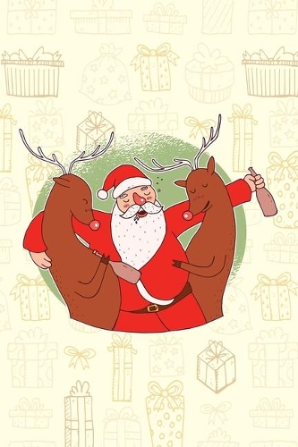 Funny drunken Santa Claus Santa notebook diary Journal Lined about A5 FORMAT - notepad for school and work. Christmas theme, drunk