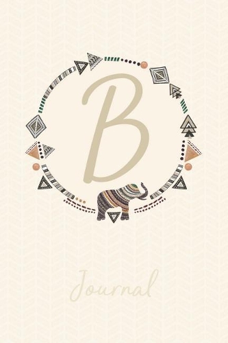 Beautiful Bohemian Style Journal with Initial: Boho Journal with Elephant & Tribal Pattern - Initial 'B'