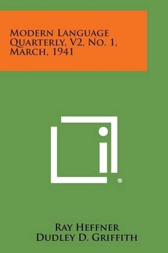 Modern Language Quarterly, V2, No. 1, March, 1941
