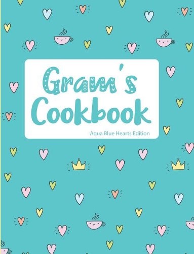 Gram's Cookbook Aqua Blue Hearts Edition