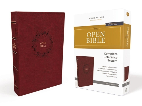 The KJV Open Bible: Complete Reference System, Burgundy Leathersoft, Red Letter, Comfort Print (Thumb Indexed): King James Version