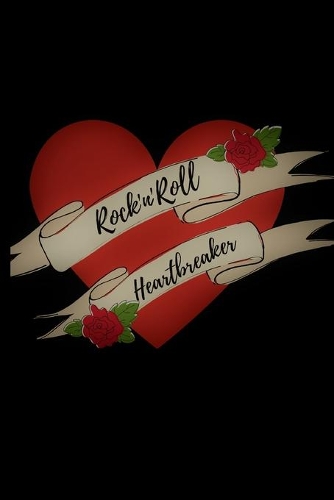 Rock'n'Roll Heartbreaker: Retro Rock'n'Roll design. Heartbreaker. Red Roses, Heart, white banner.Throw back to the 1950's.