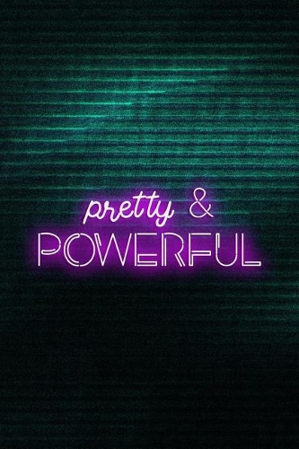 Pretty & Powerful: Blank Lined Notebook ( Vaporwave ) Green