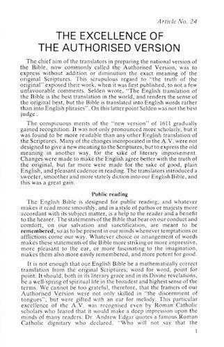The Excellence of the Authorised Version