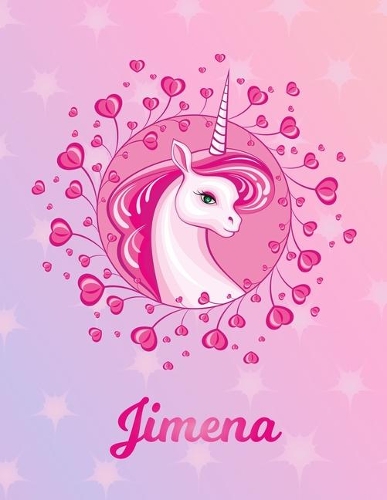 Jimena: Jimena Magical Unicorn Horse Large Blank Pre-K Primary Draw & Write Storybook Paper - Personalized Letter J Initial Custom First Name Cover - Story 