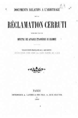 Documents relatifs a l'arbitrage de la réclamation Cerruti: (French)