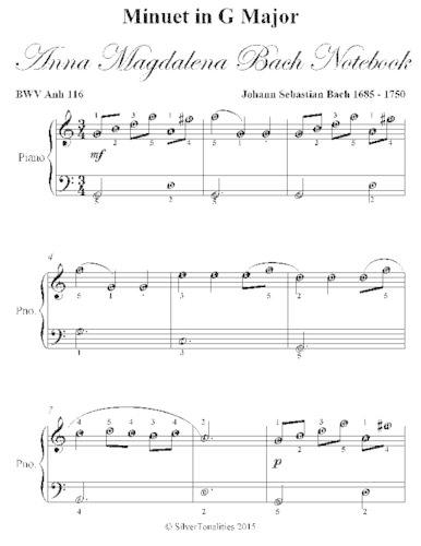 Minuet In G Major Anna Magdalena Bach Notebook Easiest Piano Sheet