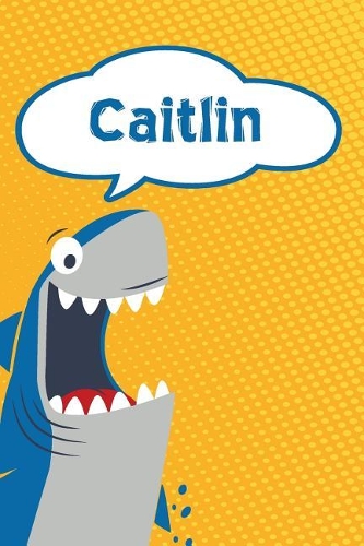 Caitlin: Personalized Shark Isometric Dot Paper Notebook for Kids 120 Pages 6x9
