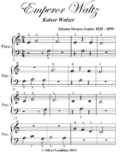 Emperor Waltz Kaiser Walzer Beginner Piano Sheet Music