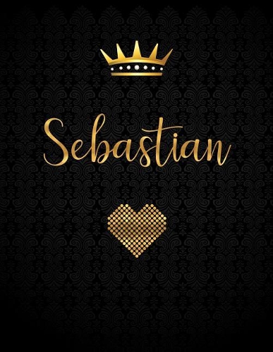 Sebastian: Personalized Black XL Journal with Gold Lettering, Girl Names/Initials 8.5x11, Journal Notebook with 110 Inspirational Quotes, Journals to Write in 