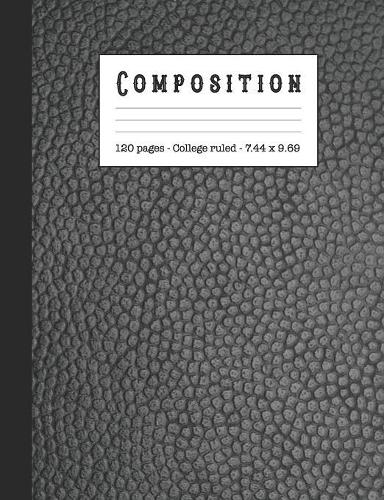 Composition: Wide ruled education composition notebook for school and college students and teachers - Black sophisticated leather effect cover design