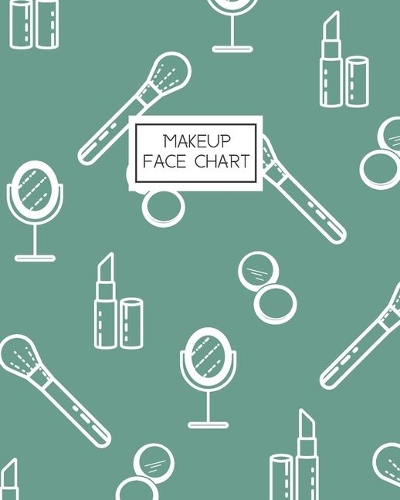 Makeup Face Chart: Workbook for Planning and Practicing Makeup/Personal and Professional Light Sage Green with White Makeup Icons