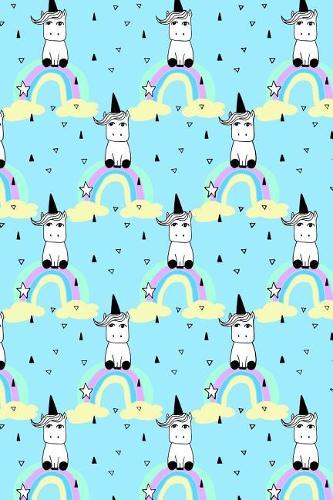 Journal Notebook Little Unicorns On Rainbows Pattern 1