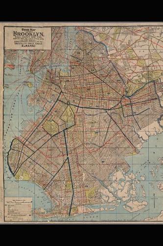 Antique 1898 Map of Brooklyn, New York City Journal