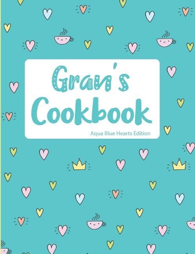 Gran's Cookbook Aqua Blue Hearts Edition
