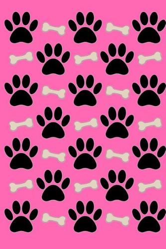 Dog Paw Prints and Bones on Pink Notebook