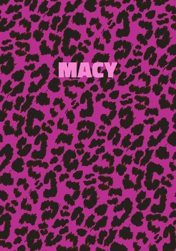 Macy: Personalized Pink Leopard Print Notebook (Animal Skin Pattern). College Ruled (Lined) Journal for Notes, Diary, Journaling. Wild Cat Theme Design wi