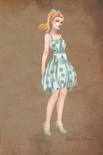 Baloon Dress: Vintage Style Fashion Illustration Soft Cover Journal, Diary, Notebook with Lined Pages