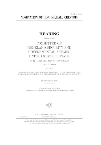 Nomination of Hon. Michael Chertoff