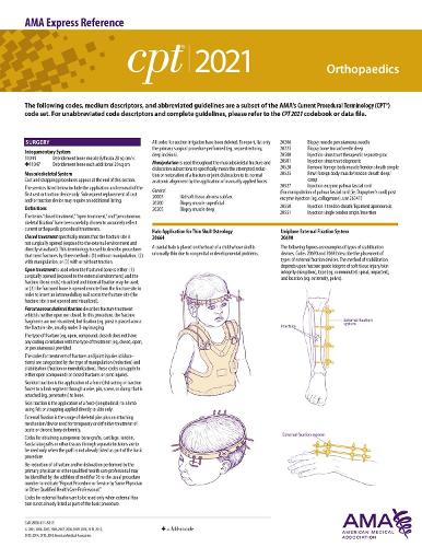 CPT 2021 Express Reference Coding Card: Orthopaedics