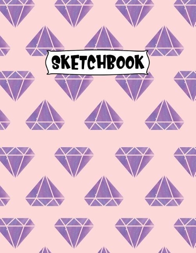 Sketchbook: Sketching, Drawing, Doodling Large Journal For Kids 150 Blank Pages 8.5 x 11 Purple Diamonds(5 Little Unicorns)