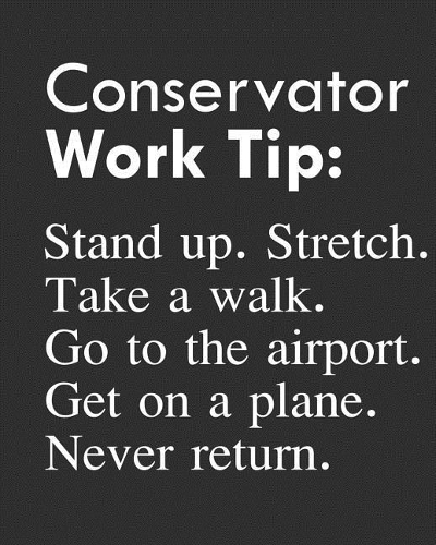 Conservator Work Tip: Stand Up. Stretch. Take a Walk. Go to the Airport. Get on a Plane. Never Return.: Calendar 2019, Monthly & Weekly Planner Jan. - Dec. 2019