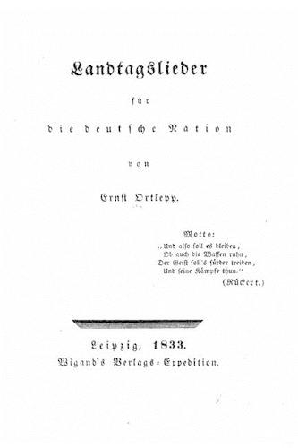 Landtagslieder Für Die Deutsche Nation