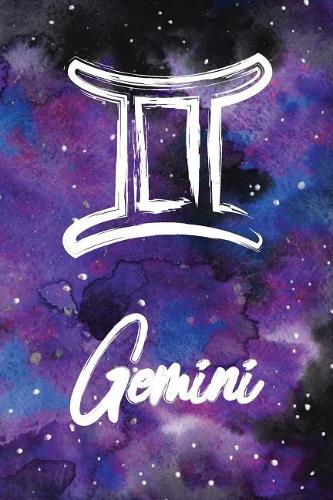 Zodiac Journal Gemini 365 Days One Year Of Writing: Blank Lined Daily Journal Undated One Page Per Day + Goals Checklist Watercolor Galaxy Cover with Gemini Horoscope Sign And Star Constellation