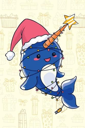 Funny Christmas notebook - diary Journal Lined about A5 FORMAT - notepad for school and work. Christmas theme narwhal whale