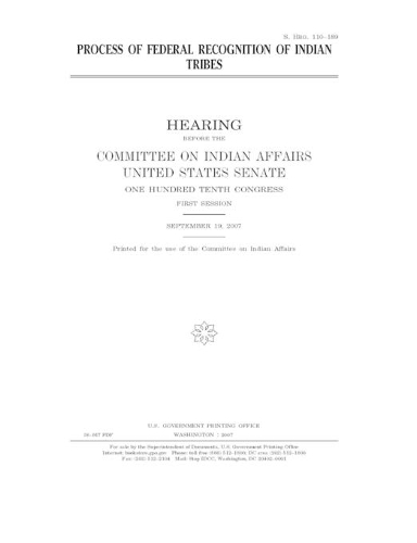 Process of federal recognition of Indian tribes