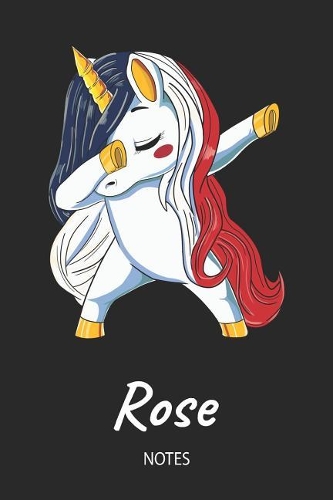 Rose - Notes: Noms Personnalisé Carnet de notes / Journal pour les filles et les femmes. Licorne qui dab aux cheveux aux couleurs du drapeau français. Accessoires