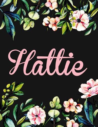 Hattie: Personalised Name Notebook/Journal Gift For Women & Girls 100 Pages (Black Floral Design)