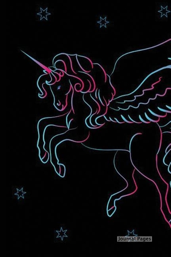 Journal Pages - Neon Unicorn (Unruled): 6" x 9", Classic Notebook- Unlined Plain Journal, for Notes, sketches, 100 Pages (Durable Cover)