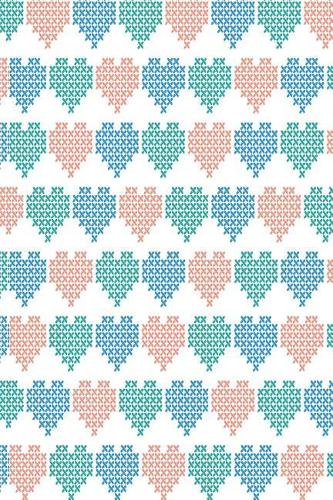 Notizbuch gestrickte Herzen - lachs türkis blau: Schlichtes Liebes Notizbuch