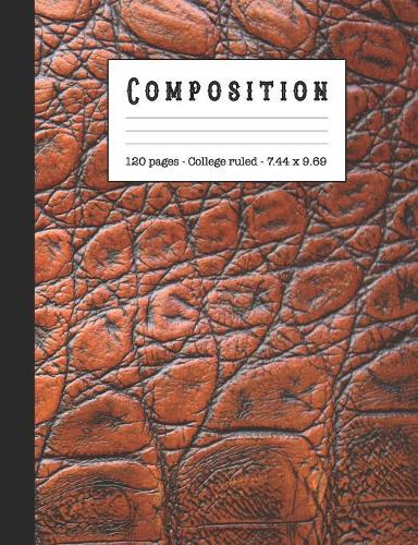 Composition: Wide ruled education composition notebook for school and college students and teachers - Brown mock croc sophisticated leather effect cover design