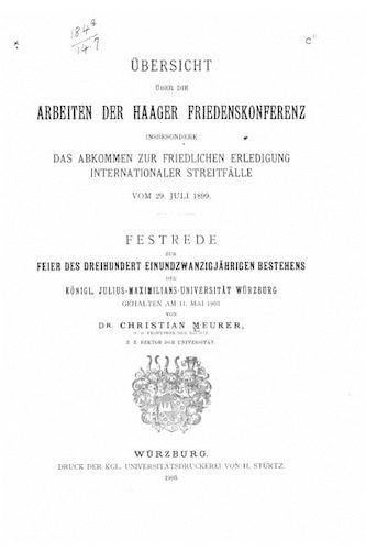Übersicht über die Arbeiten der Haager Friedenskonferenz: (German)