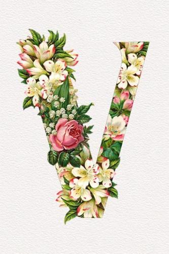 Floral Initials Dot Grid Journal - V