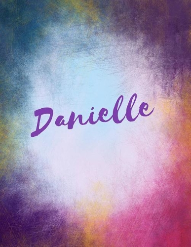 Danielle: Danielle personalized sketchbook/ journal/ blank book. Large 8.5 x 11 Attractive bright watercolor wash purple pink orange & blue tones. Cool stylis
