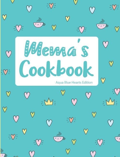 Mema's Cookbook Aqua Blue Hearts Edition