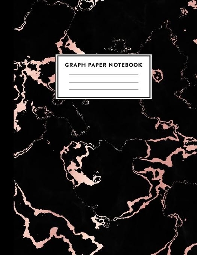 Graph Paper Notebook: Trendy Black Marble and Rose Gold - 8.5 x 11 - 5 x 5 Squares per inch, Quad Ruled - Cute Graph Paper Composition Notebook for Children, Kids, Girls,