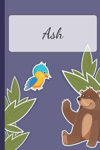 Ash: Personalized Notebooks - Sketchbook for Kids with Name Tag - Drawing for Beginners with 110 Dot Grid Pages - 6x9 / A5 size Name Notebook - Perfect a