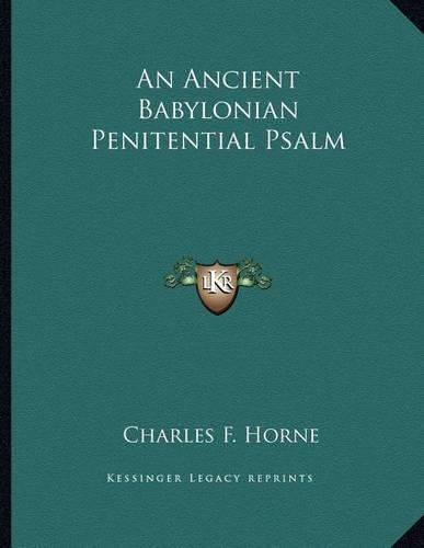An Ancient Babylonian Penitential Psalm
