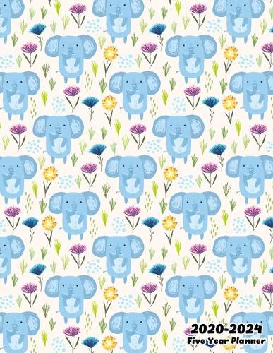 2020-2024 Five Year Planner: Cute Blue Elephants, 60 Months Calendar, 5 Year Monthly Appointment Notebook, Agenda Schedule Organizer Logbook With Holidays and Inspirational Quot