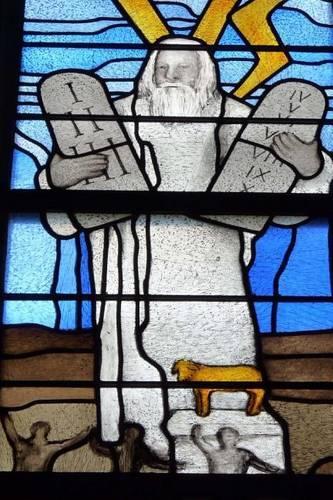 Stained Glass of Moses and the Ten Commandments