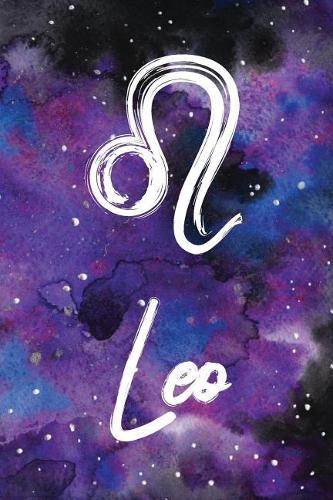 Zodiac Journal Leo 365 Days One Year Of Writing: Blank Lined Daily Journal Undated One Page Per Day + Goals Checklist Watercolor Galaxy Cover with Leo Horoscope Sign And Star Constellation