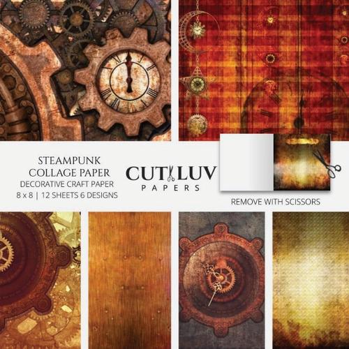 Steampunk Collage Paper for Scrapbooking: Vintage Grunge Old Decorative Paper for Crafting