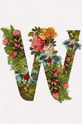 Floral Initials Dot Grid Journal - W