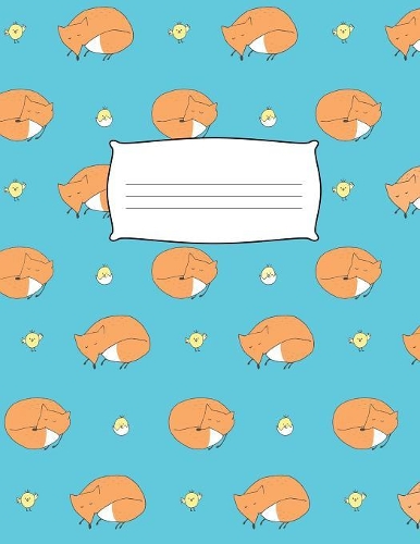 Primary Composition Book: Handwriting Dotted Mid Line Notebook - Cute Fox & Chicken Pattern