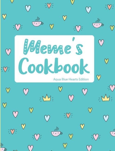 Meme's Cookbook Aqua Blue Hearts Edition